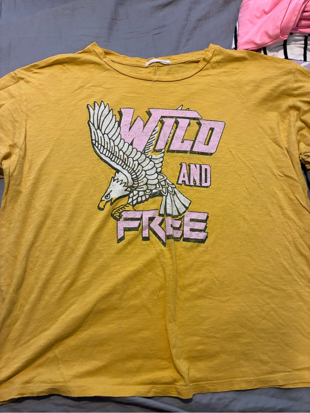 Wild and Free Eagle Graphic Short Sleeve Tee - Yellow
